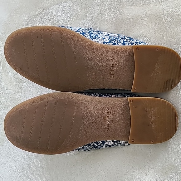 Sperry Seaport Fina Blue Ivory Floral Slip on Mules Shoes Flats Size 9M - Picture 9 of 9